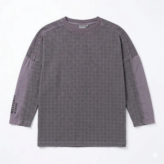 Zara Boy's Dusty Purple Vintage Inspired Grid Pattern Oversized Long Sleeve Blouse|Zara in Lebanon