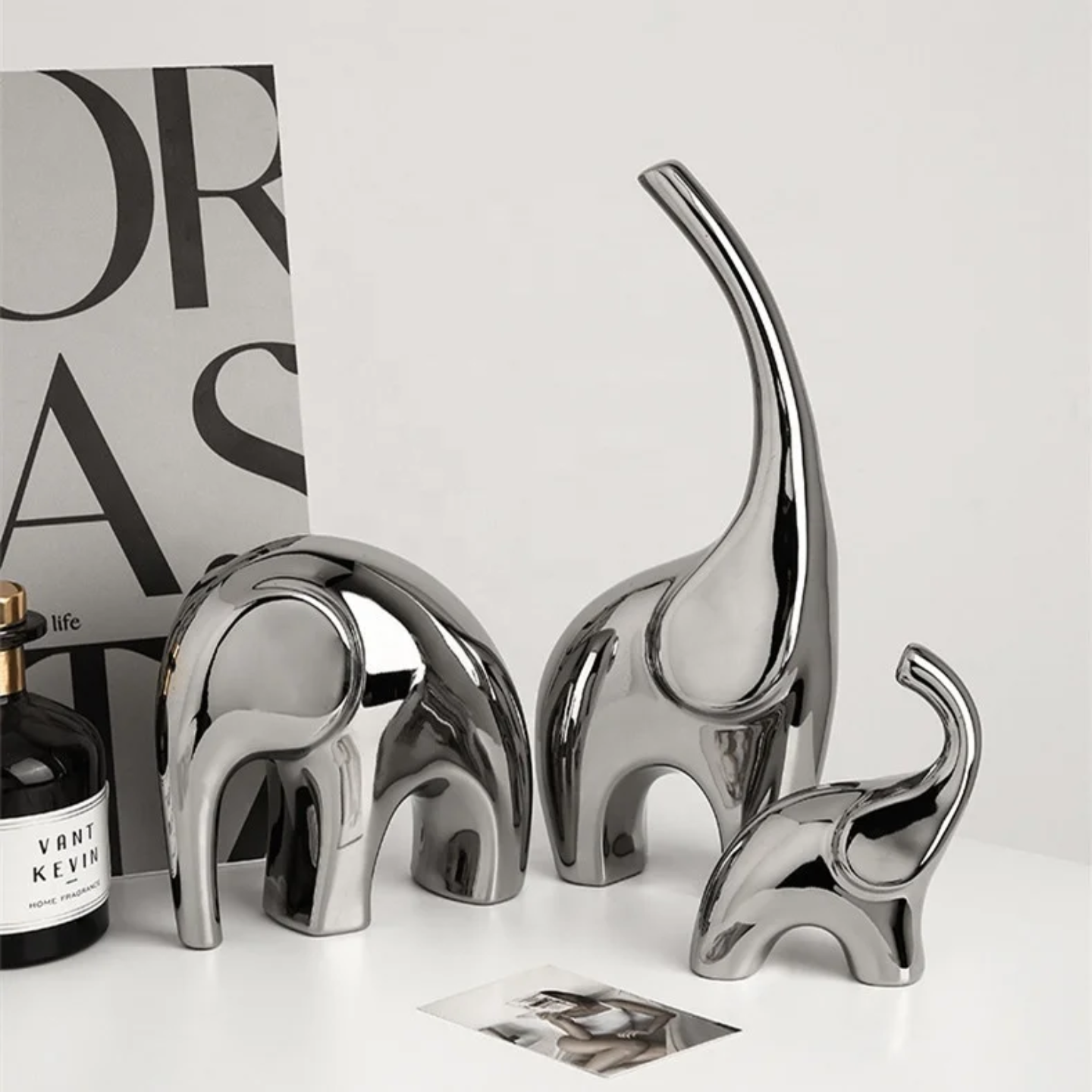 CHROME ELEPHANT SET OF 3