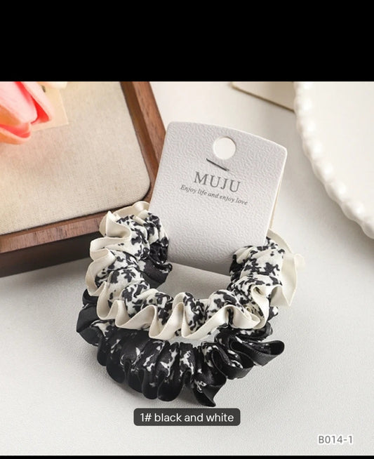 Korean-Style 2pcs/set of Lace Hair Bands Fashionable Pleated Hair Ties and Barcode Tiara Scrunchies Wholesale
