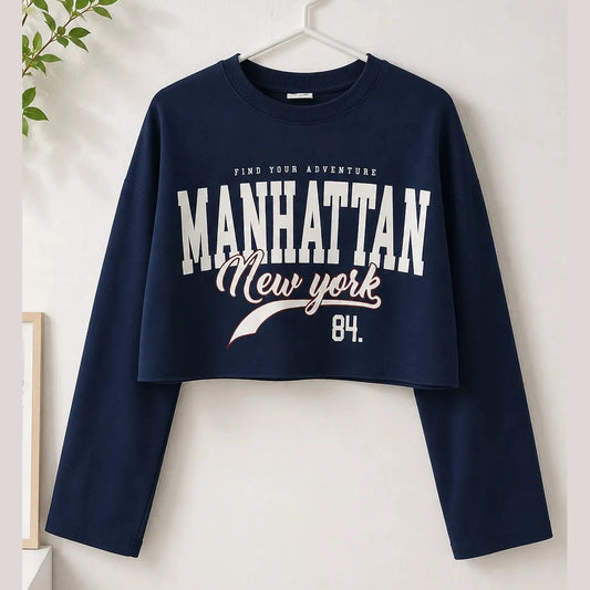 Zara Girl's Navy Long Sleeve Cropped Blouse | Zara In Lebanon