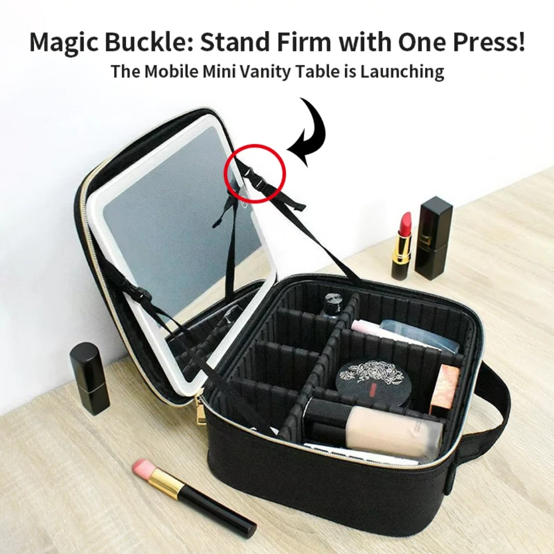 MAKEUP ORGANIZER BAG WITH LED MIRROR