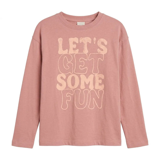 Zara Girl's Dusty Pink Let's Get Some Fun Graphic Long Sleeve Blouse|Zara in Lebanon