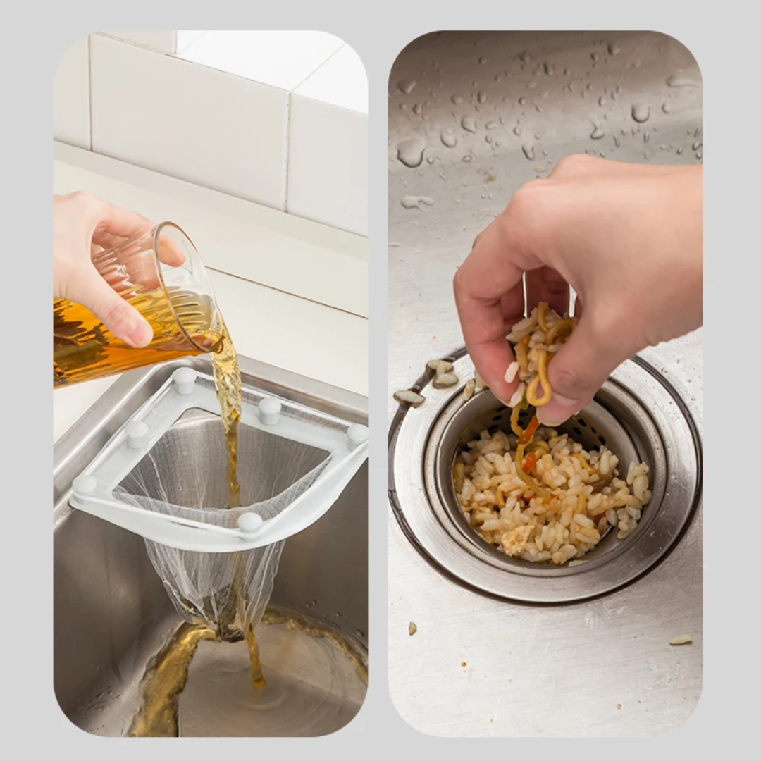 KITCHEN SINK STRAINER RACK + 60 DISPOSABLE BAG
