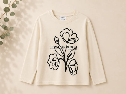 Zara Girl's Off White Front Embroidered Long Sleeve Blouse | Zara In Lebanon