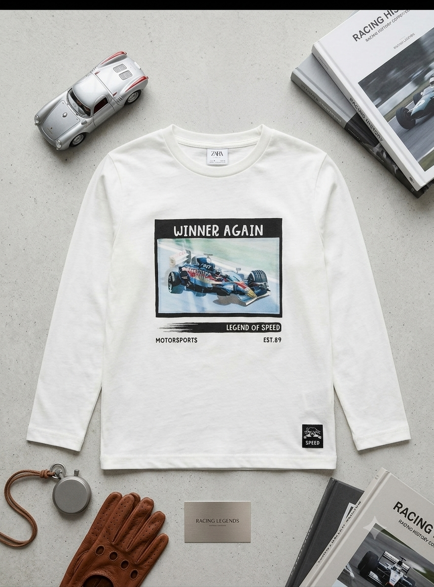 Zara Boy's White Motorsports Long Sleeve Blouse | Zara In Lebanon