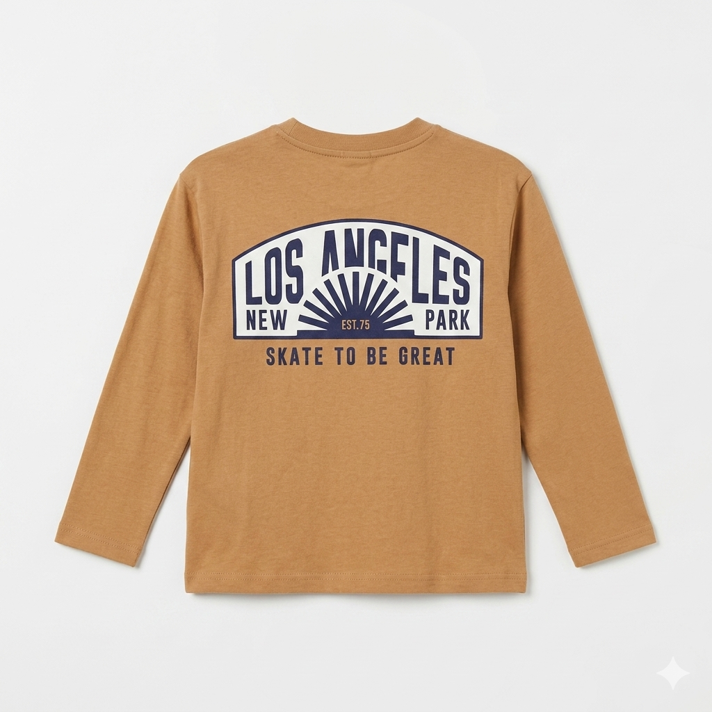 Zara Boy's Beige Los Angeles Print Long Sleeve Blouse|Zara in Lebanon