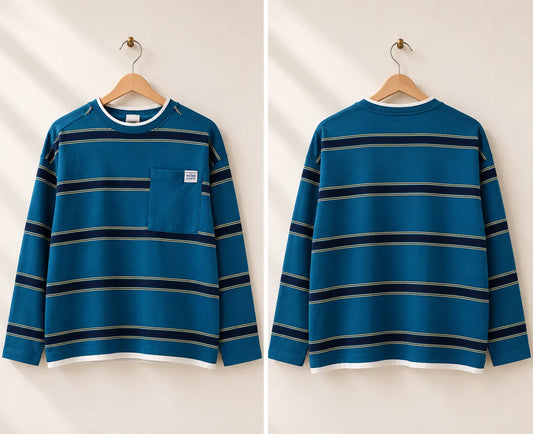 Zara Boy's Teal Blue Striped Long Sleeve Blouse | Zara In Lebanon