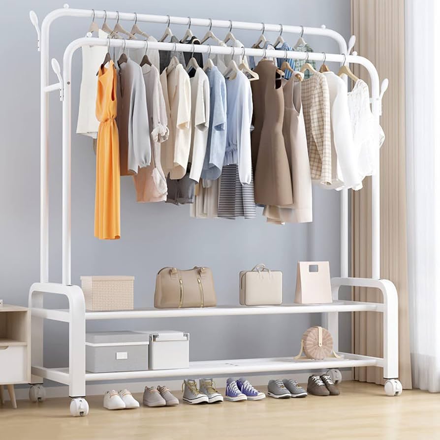 Double Pole+Double Layer Cloth Rack X978