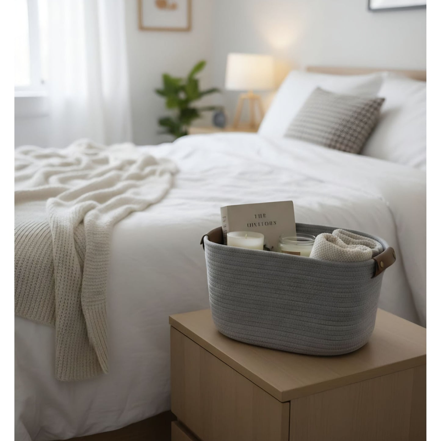STORAGE GRAY WOVEN BASKET