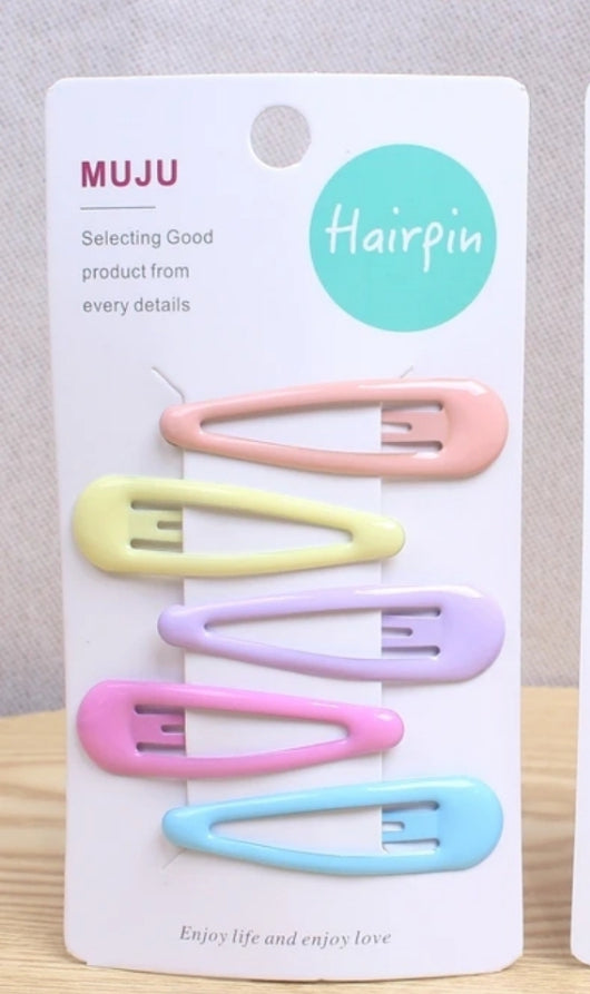 5-Piece Set of Sweet Candy Color Metal Hair Clips for Girls Dripping Baby Hair Accessories for Kids Value Pack