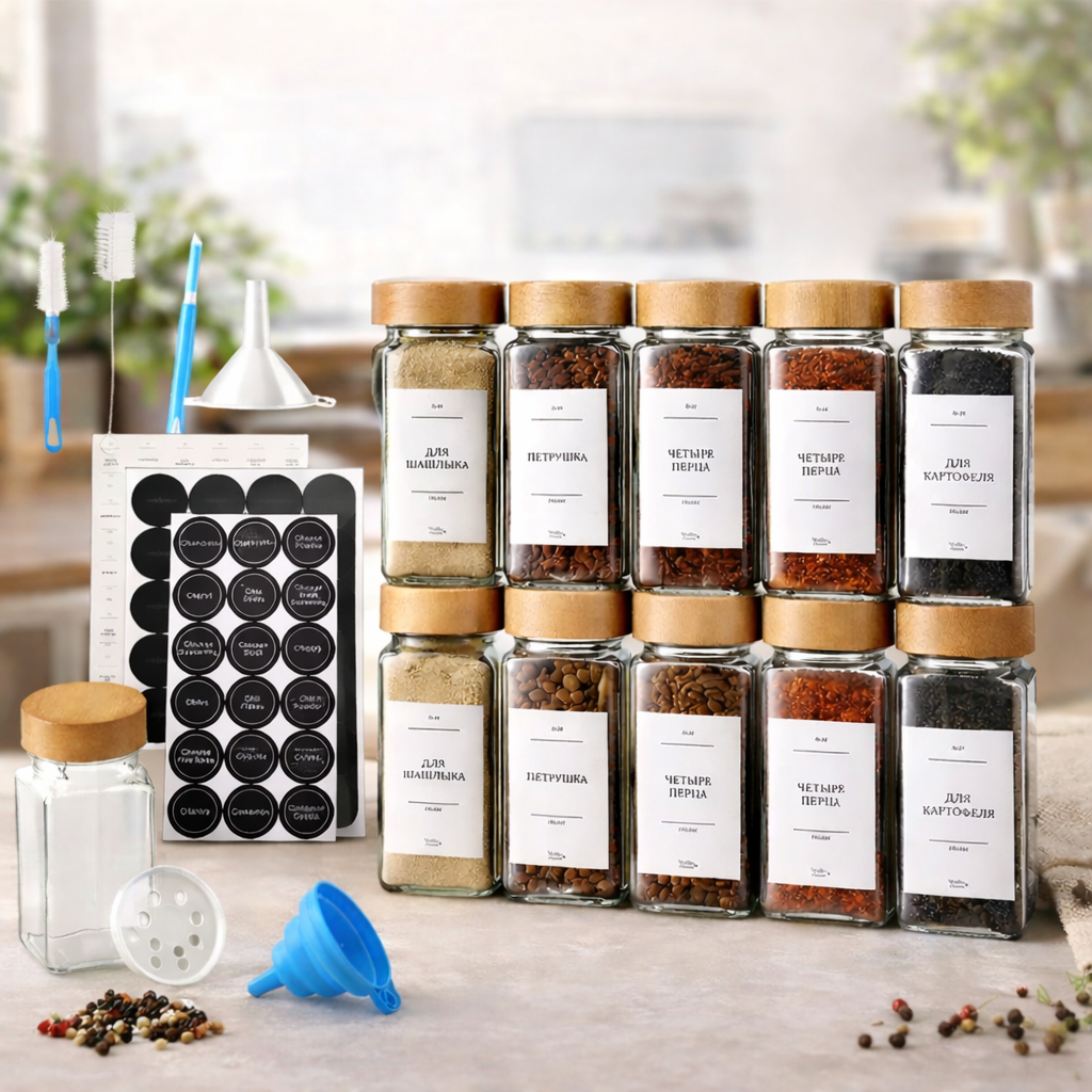 SET OF 12 100 ML GLASS JARS WITH BAMBOO LID