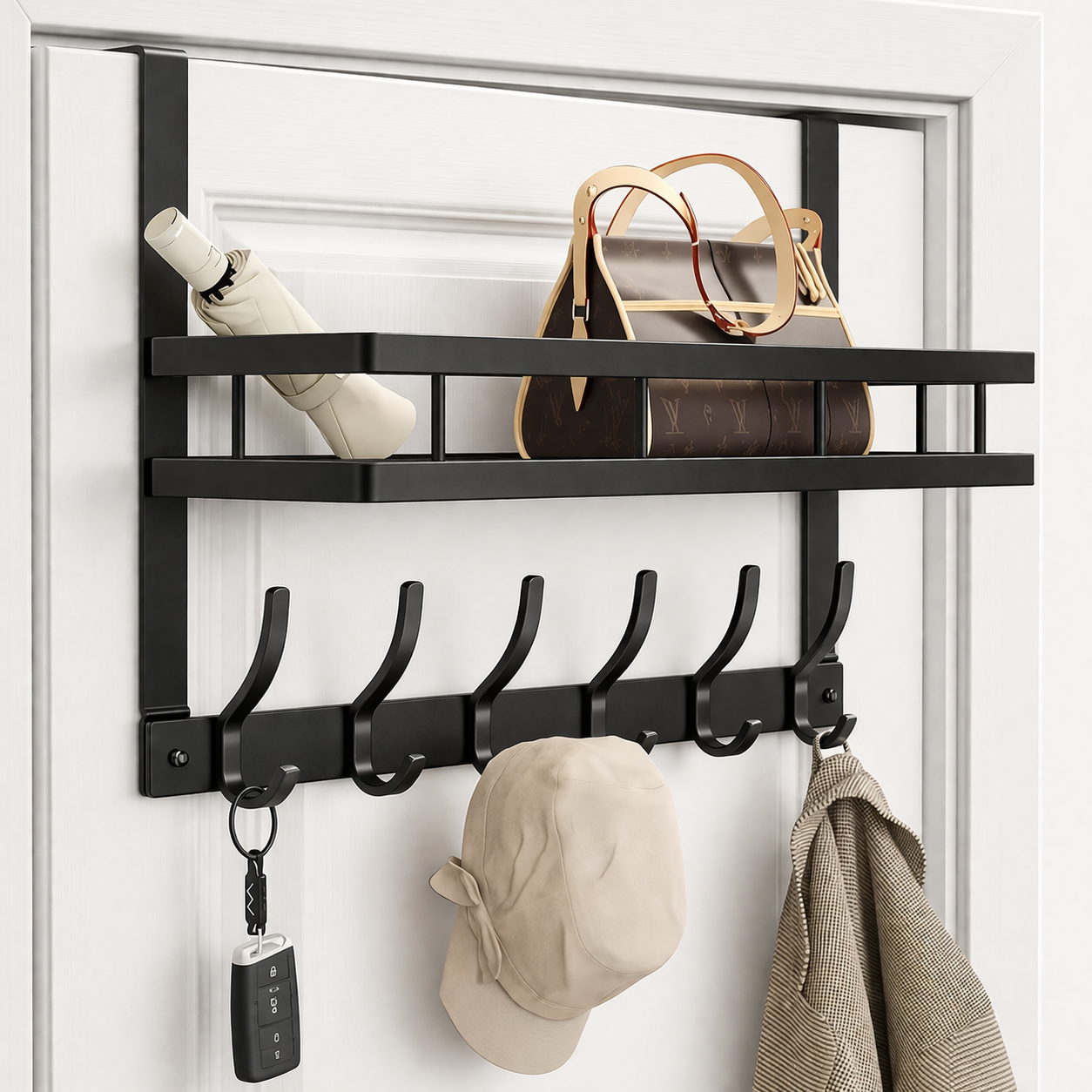 MULTIFUNCTIONAL METAL DOOR HANGER 6 HOOKS