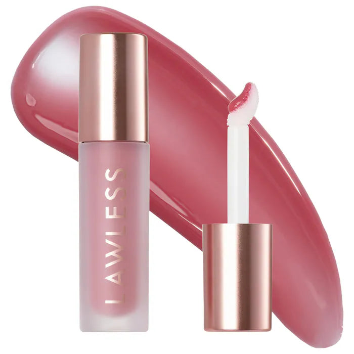 LAWLESS 
Forget The Filler Lip Plumper Line Smoothing Gloss-Color: Velvet - rosy mauve with plummy undertones