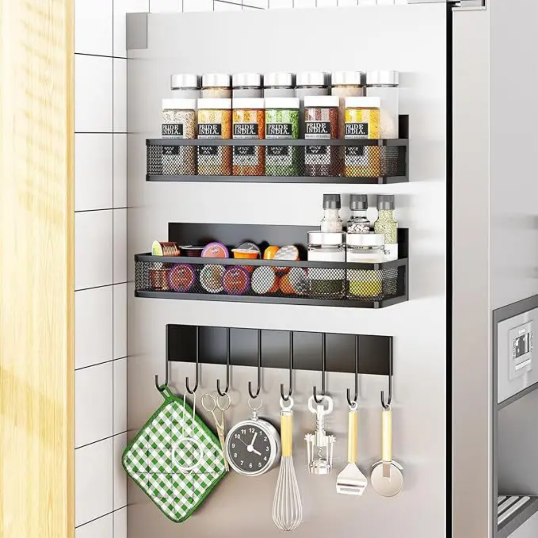 MAGNETIC FRIDGE ORGANIZER RACKS SET OF 3 PCS