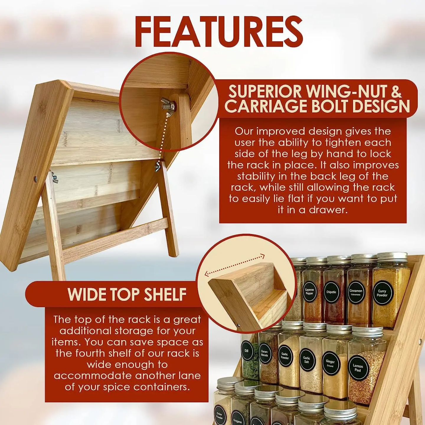 3 TIER BAMBOO JARS ORGANIZER 29*38 CM ( JARS NOT INCLUDED)