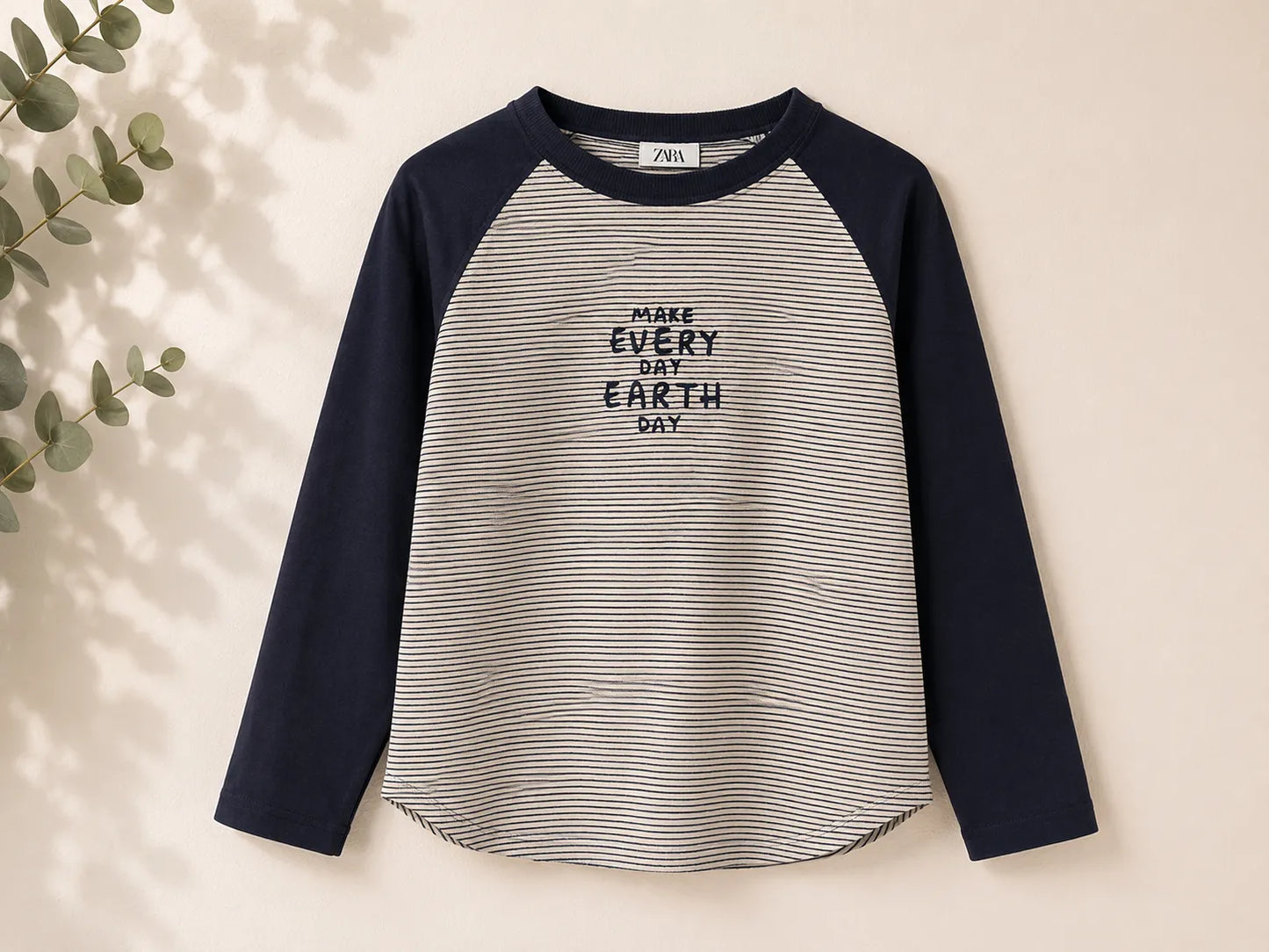 Zara Boy's Stone & Navy Striped Long Sleeve Blouse | Zara In Lebanon