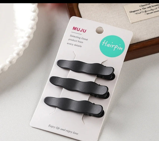 3pcs High-End Korean-Style Metal Hairpins New Design Card Form Simple Milk Tea Coffee Color Hair Accessory