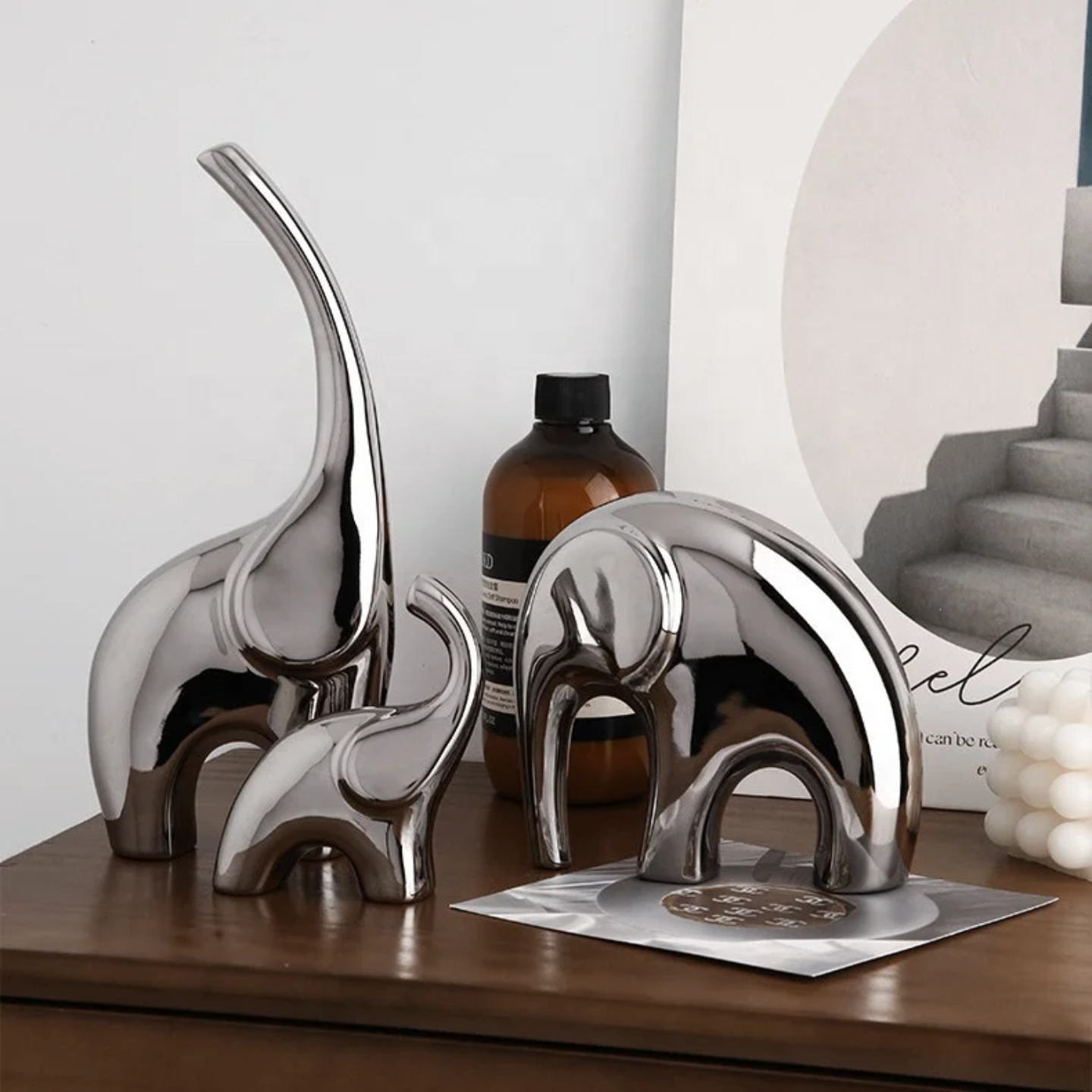CHROME ELEPHANT SET OF 3