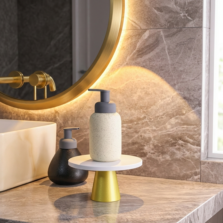 CERAMIC SOAP DISPENSER WITH PLASTIC LID