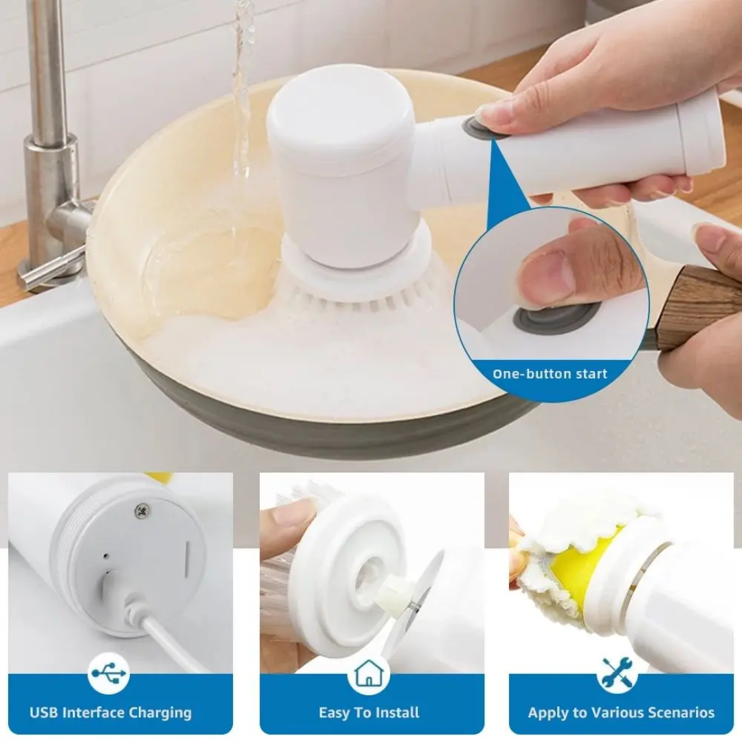 RECHARGEABLE CLEANING BRUSH WITH 5 HEADS