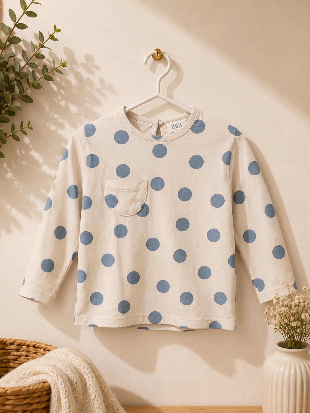 Zara Girl's Cream Polka Dot Long Sleeve Blouse | Zara In Lebanon