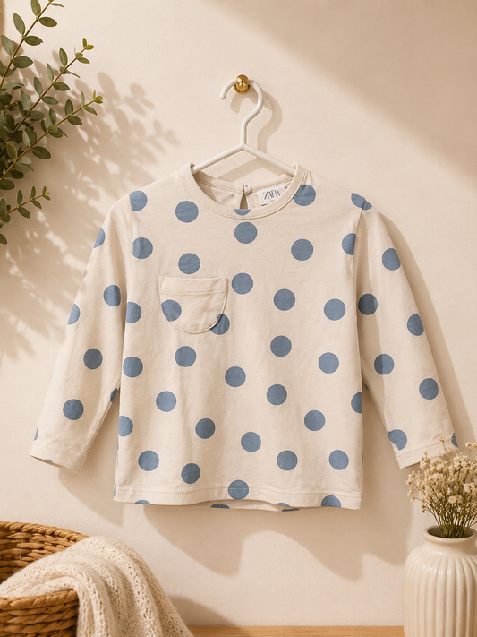 Zara Girl's Cream Polka Dot Long Sleeve Blouse | Zara In Lebanon