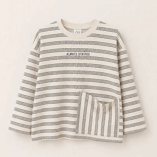Zara Boy's Off White Striped Long Sleeve Blouse | Zara In Lebanon
