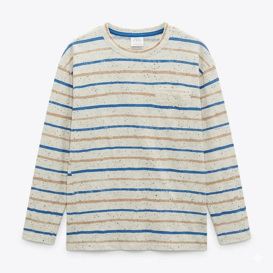 Zara Boy's Multicolor Striped Chest Pocket Long Sleeve Blouse|Zara in Lebanon