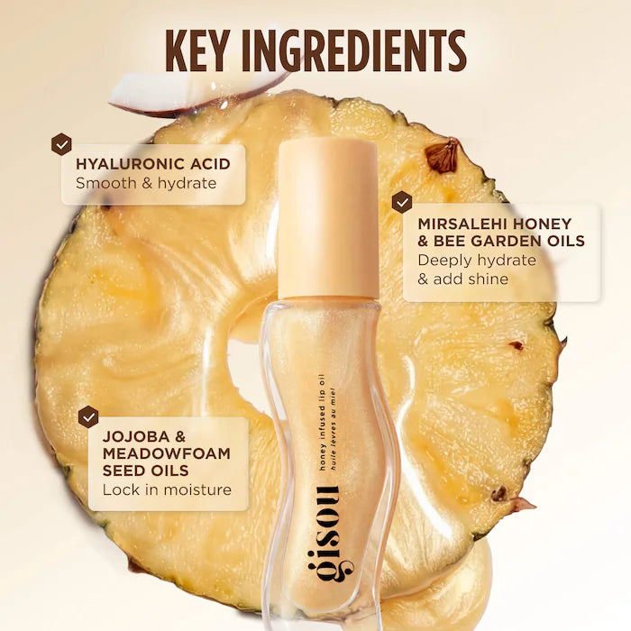 Gisou 
Honey Infused Hydrating Lip Oil- Color: Pineapple Pout - Sheer Golden Shimmer