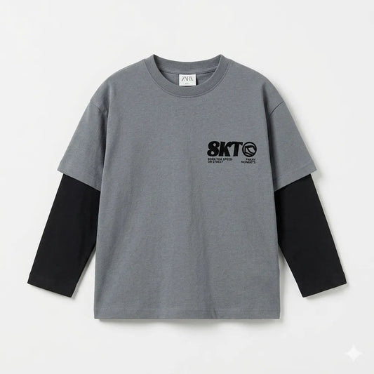 Zara Boy's Gray Layered Look Silhoutte Long Sleeve Blouse|Zara in Lebanon