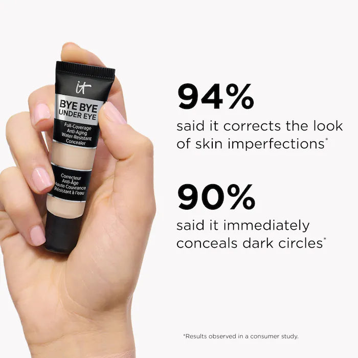 IT Cosmetics 
Bye Bye Under Eye Anti-Aging Full Coverage Concealer with Hyaluronic Acid-Color: 14.0 Light Tan - for warm undertones
Size 0.4 oz/12 ml