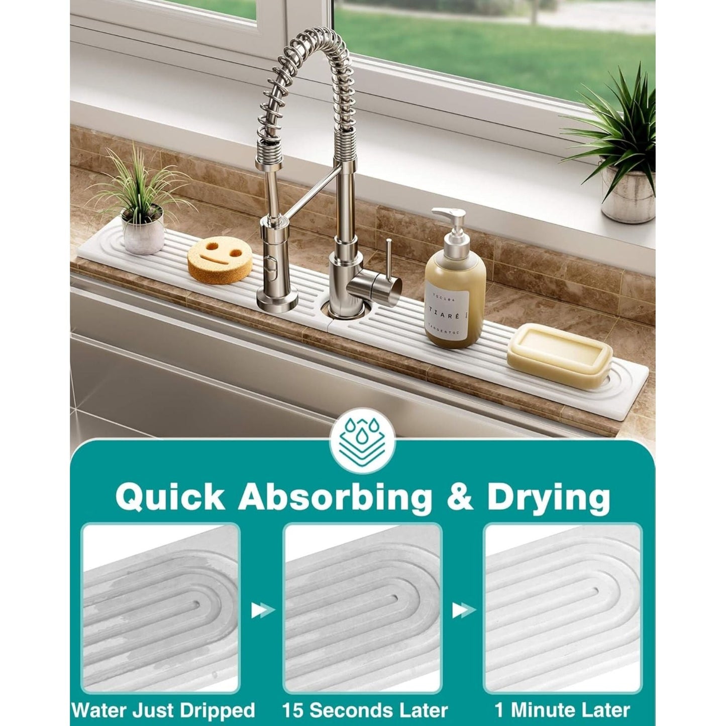 Diatomite Stone Fast Drying Faucet Mat for Sink