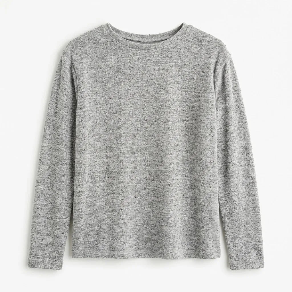 Zara Girl's Gray Embellished Knit Long Sleeve Blouse|Zara in Lebanon
