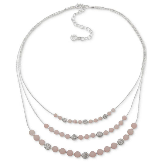 Anne Klein Women's Silver-Tone Stone Bead & Pavé Fireball Layered Necklace, 16" | Anne Klein In Lebanon