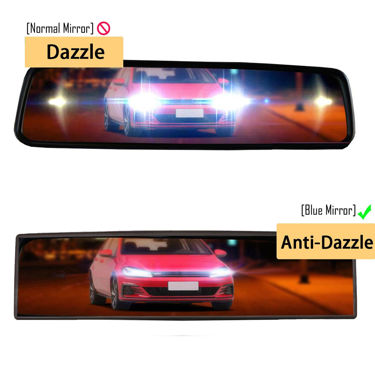 12" Panoramic Clip-On Rearview Mirror, Wide Angle