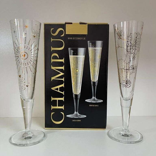 Ritzenhoff Champus Champagne Glass Set NIGHT SPARKLE and DAY SPARKLE by Kömer & Kupitz