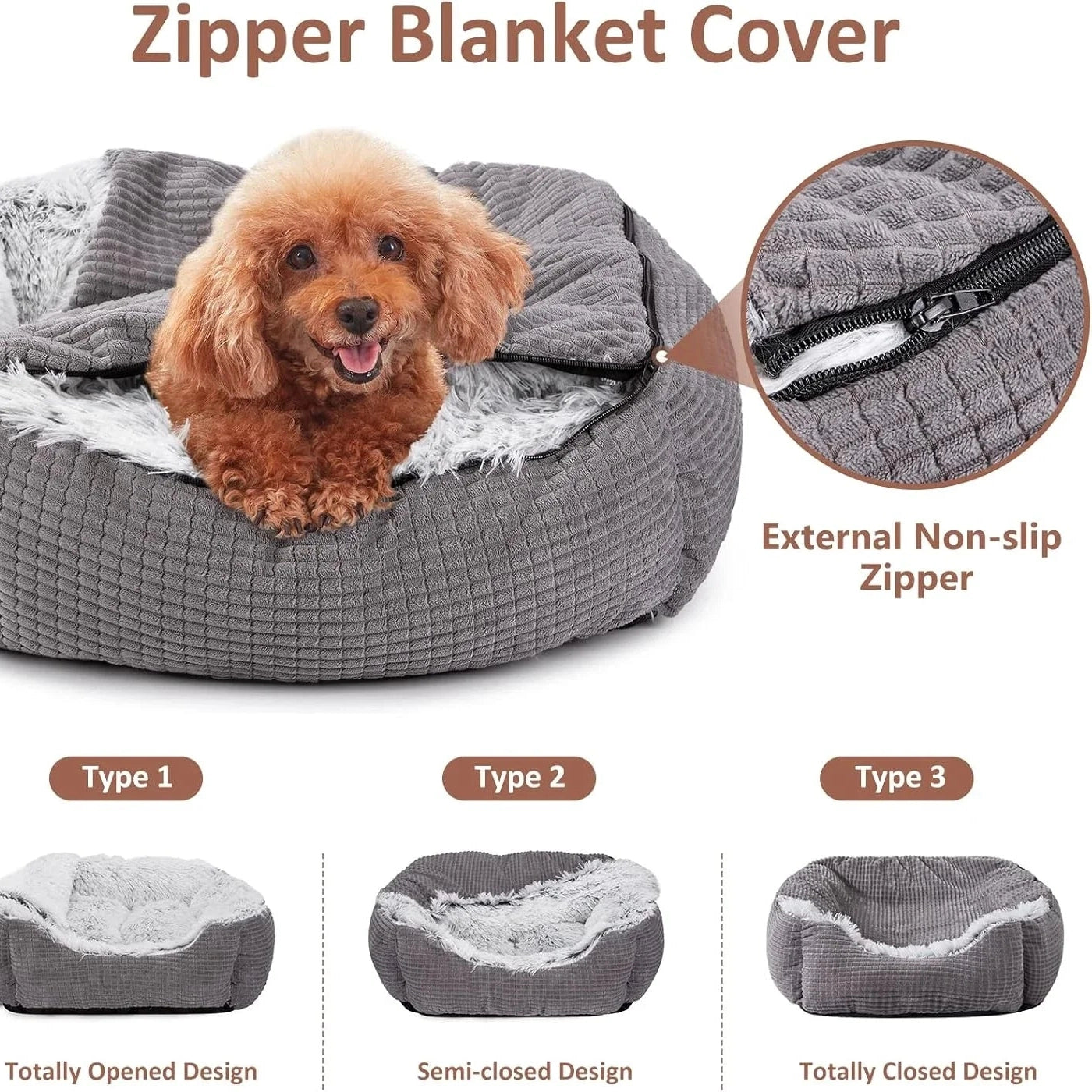 2-in-1 Cave Hooded Puppy Bed – For Small & Medium Dogs & All Cats