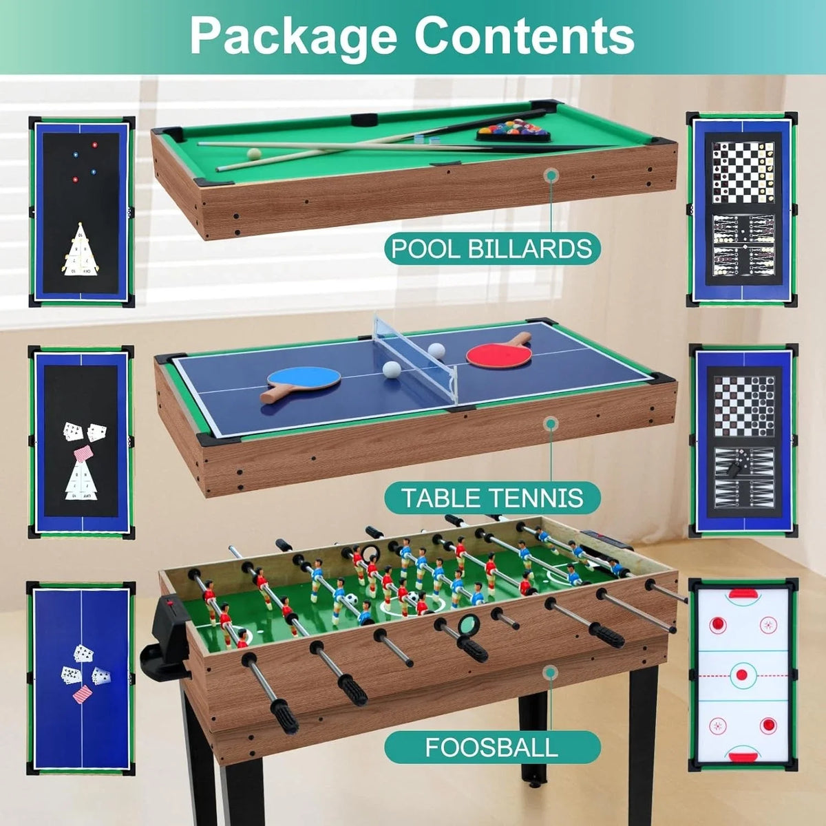 12-in-1 Combo Game Table Multi-Game Set with Accessories