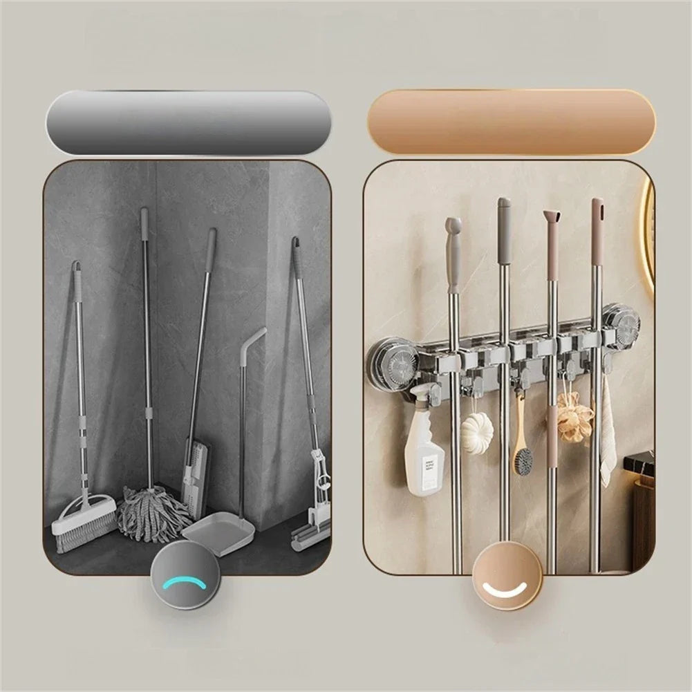 Wall Mount Mop Holder  with Hooks Heavy Duty