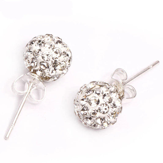 SD Women's Silver Plated Crystal Rhinestones Disco Ball Stud Earrings | SD In Lebanon