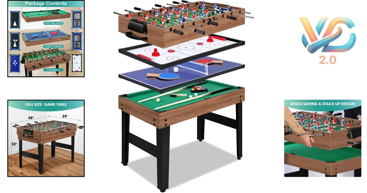 12-in-1 Combo Game Table Multi-Game Set with Accessories