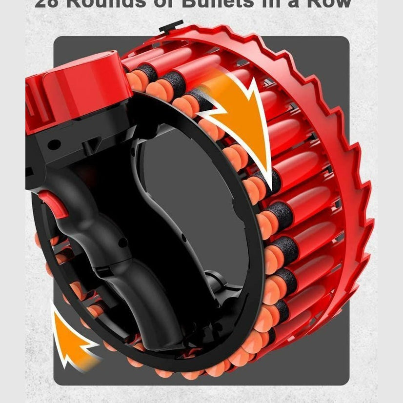 Electric Automatic Motorized Rapid Fire Blaster 28 Soft Bullet Dart Toy Teens Adults Kids