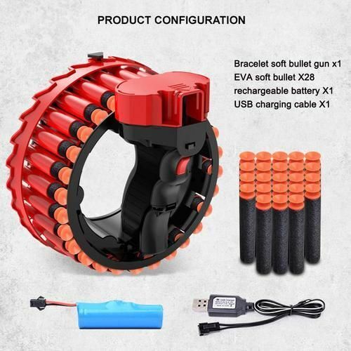 Electric Automatic Motorized Rapid Fire Blaster 28 Soft Bullet Dart Toy Teens Adults Kids