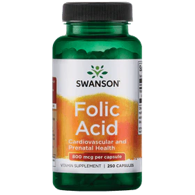 Swanson, Folic Acid, 800 mcg, 250 Capsules