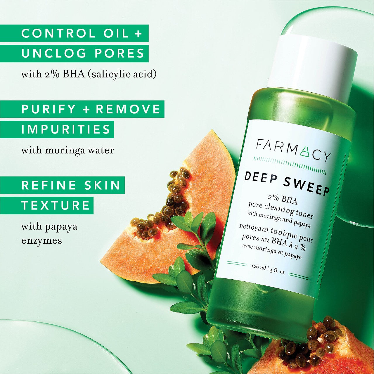 Farmacy - Deep Sweep 2% BHA Pore Cleaning Toner with Moringa + Papaya | 120 mL - Medaid International