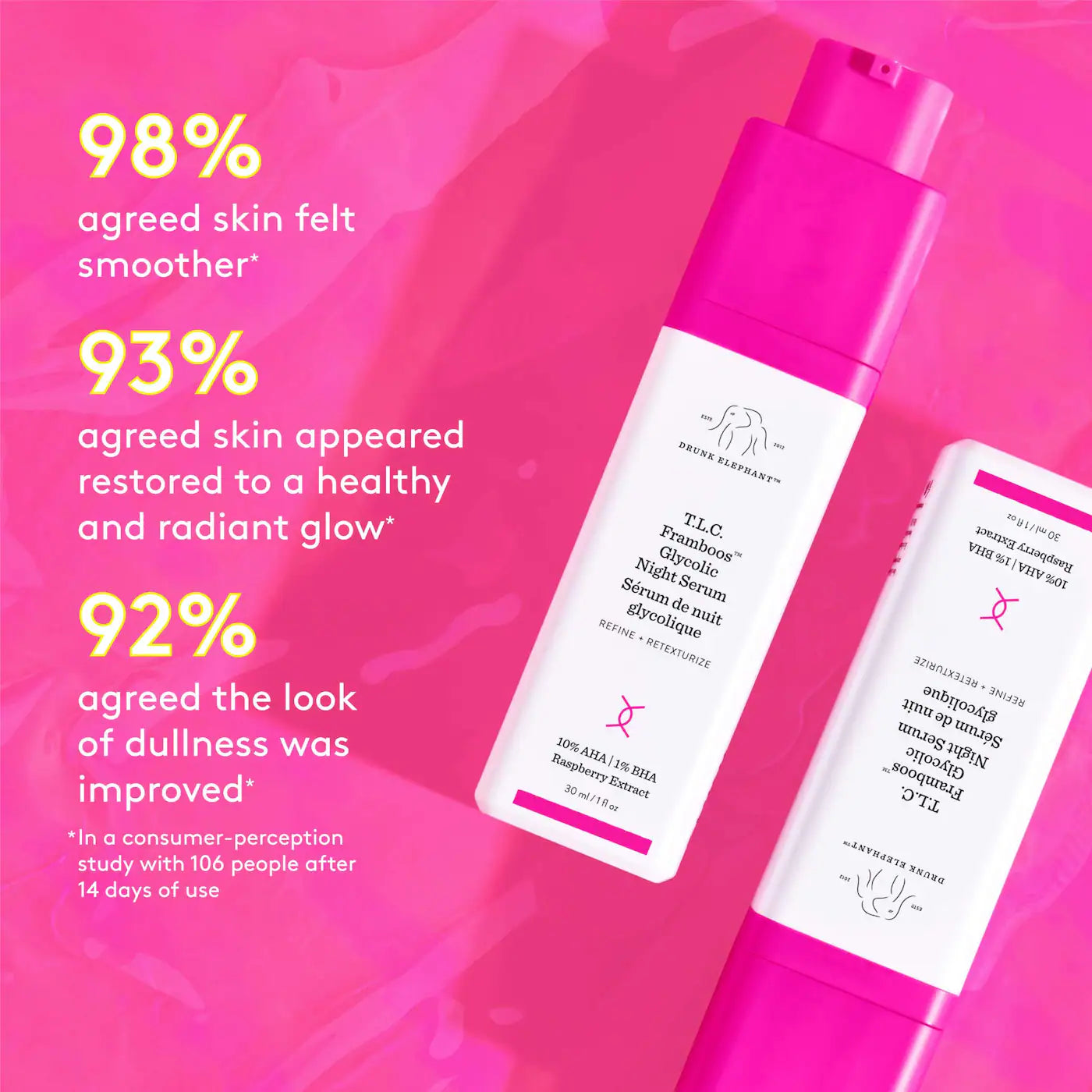 Drunk Elephant - T.L.C. Framboos™ Glycolic Resurfacing Night Serum | 15 mL - Medaid International