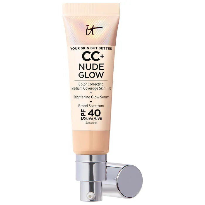 IT Cosmetics  CC+ Nude Glow Lightweight Foundation + Glow Serum with SPF 40 and Niacinamide Color: Light Medium