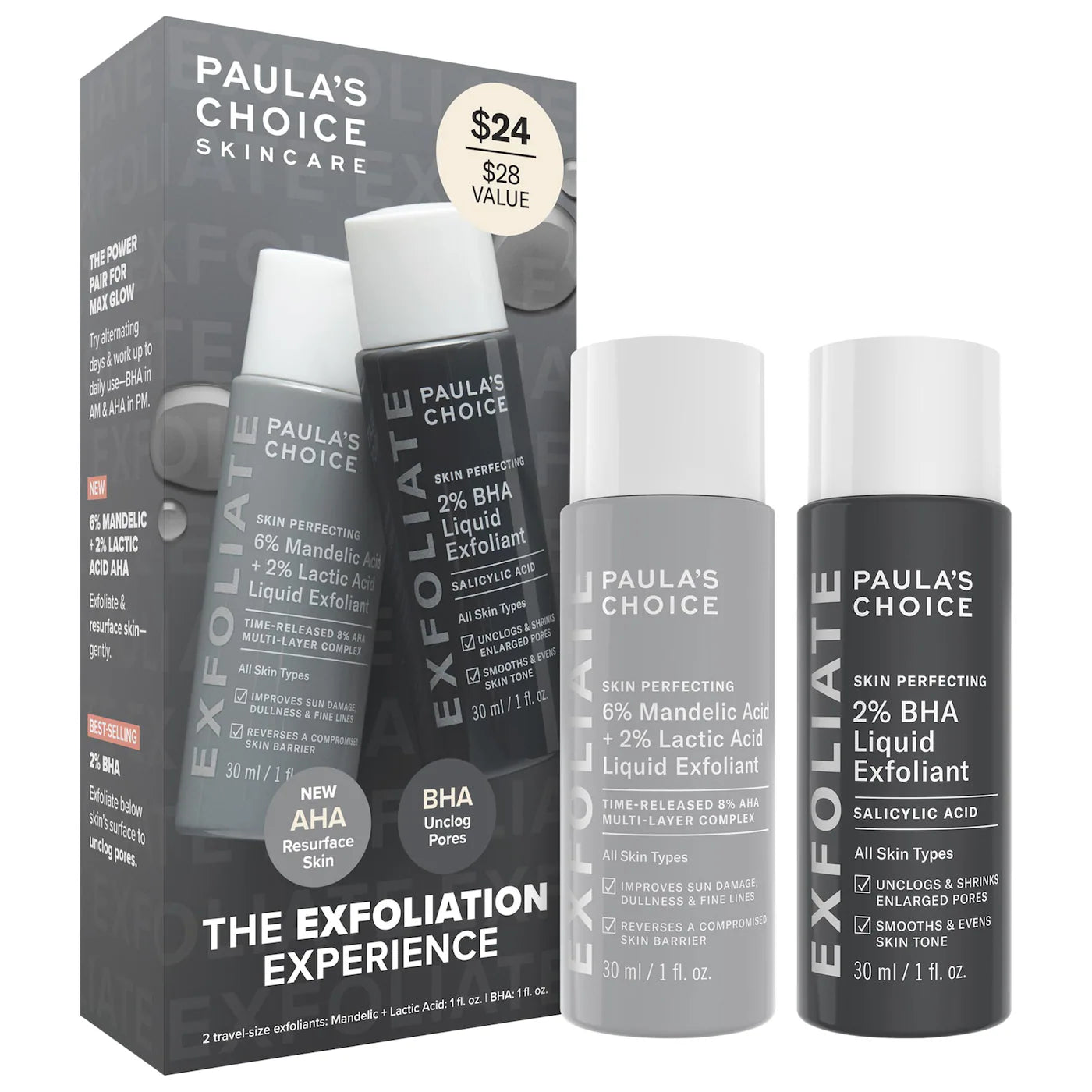 Paula's Choice - The Exfoliation Experience Kit with 2% BHA + 6% Mandelic Acid AHA - Medaid International
