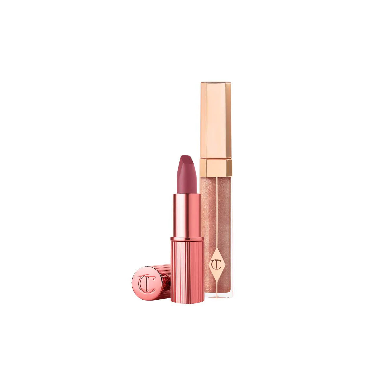 Charlotte Tilbury - K.I.S.S.I.N.G Lipstick and Lip Gloss Duos | 90's Pink - warm rosewood pink - Medaid International