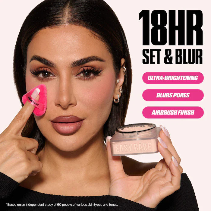 HUDA BEAUTY  Mini Easy Bake Loose Baking & Setting Powder Color: Peach Pie - medium to tan with warm undertones